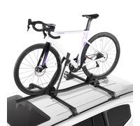 VEVOR Supporto Portabiciclette da Tetto Auto Carico 15 kg, Portabici da Tetto Verticale con Sistema di Bloccaggio per Barre Trasversali Standard, Portabicicletta da Tetto Verticale in Alluminio