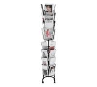 VEVOR Supporto Portariviste da Pavimento Girevole per Brochure e Cartoline con 32 Tasche, Espositore Girevole a 360° con 4 Ruote, Espositore da Terra per Brochure per Mostre, Uffici e Fiere