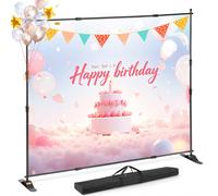 VEVOR Porta Banner 3 x 2,4 m Supporto di Alta Qualità Poster Pannello di Visualizzazione Tela Banner Telescopico Regolabile Portatile per Visualizzare Sfondo Fiera di Esposizione Pubblicità