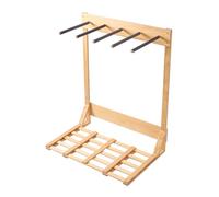 VEVOR Supporto Verticale per Tavole da Surf, Supporto per Tavole da Surf in Legno a 4 Livelli per Riporre ed Esporre, Organizzatore Indipendente, per Wakeboard, Snowboard e Sci, Legno Naturale