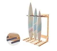 VEVOR Supporto Verticale per Tavole da Surf, Supporto per Tavole da Surf in Legno a 4 Livelli per Riporre ed Esporre, Organizzatore Indipendente, per Wakeboard, Snowboard e Sci, Legno Naturale