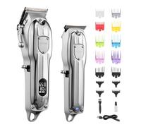 VEVOR Tagliacapelli con Schermo LCD per Taglio dei Capelli, Set di Tagliacapelli e Rifinitori per Barbiere Senza Fili 6500 giri/min Kit per Cura della Barba, 14 Pettini Guida per Barbiere Domestico