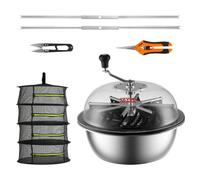 VEVOR Tagliafoglie a Ciotola Manuale Coperchio Trasparente Diametro 48,6 cm Lame in Acciaio Inox da Giardino, Taglierina Manuale per Erba Foglie a Ciotola Tagliafoglie Lame a Forma X per Giardinaggio