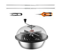 VEVOR Tagliafoglie a Ciotola Manuale Coperchio Trasparente Diametro 61cm Lame in Acciaio Inox da Giardino, Taglierina Manuale per Erba Foglie a Ciotola Tagliafoglie Lame a Forma di X per Giardinaggio