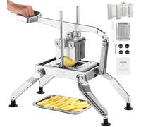 VEVOR Tagliapasta per Patate Fritte, Affettatrice Manuale per Frutta e Verdura 6,35 mm/12,7 mm, Taglia Verdure in Acciaio Inossidabile e Alluminio, con Piedini Antiscivolo, per Cipolle, Patate