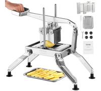 VEVOR Tagliapasta per Patate Fritte, Affettatrice Manuale per Frutta e Verdura 6,35 mm/12,7 mm, Taglia Verdure in Acciaio Inossidabile e Alluminio, con Piedini Antiscivolo, per Cipolle, Patate