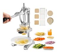 VEVOR Tagliapatate Commerciale, in Acciaio Inossidabile con 3 Lame di Ricambio,12,7/9,525/6,35 mm, una Lama per Spremitura Tagliapatate Manuale con Maestria per Ristoranti, Caffè, Bistrot
