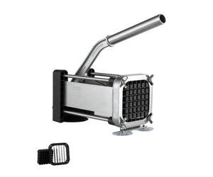 VEVOR Tagliapatatine con Lama in Acciaio Inossidabile da 1,27 cm, Tagliapatate Manuale e Tritatutto con Ventose, Ideale per Patate Patate Fritte Cetrioli Verdure, Taglierino per Patatine Nero Argento
