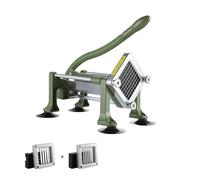 VEVOR Tagliapatatine Fritte 215 x 400 x 305 mm Affettatrice per Patate con Lame in Acciaio Inossidabile 12,7 mm e 9,52 mm Tagliapatate Manuale con Ventose, per Patate, Patatine Fritte, Verdure, Verde