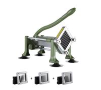 VEVOR Tagliapatatine Fritte con Lame in Acciaio Inossidabile 12,7 mm 9,52 mm e 6,35 mm Affettatrice per Patate con Ventose, Tagliapatate Manuale per Patate, Patatine Fritte, Cetrioli, Verdure, Verde