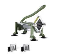 VEVOR Tagliapatatine Fritte 215 x 400 x 305 mm Affettatrice per Patate con Lame in Acciaio Inossidabile 12,7 mm e 9,52 mm Tagliapatate Manuale con Ventose, per Patate, Patatine Fritte, Verdure, Verde