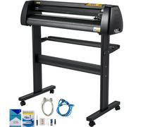 VEVOR Taglierina per Vinile, Pacchetto Plotter da Taglio con Alimentazione Carta da 720 mm Stampante per Vinile con Forza e Velocità Regolabili, con Software Signmaster, Materiali di Consumo, 3 Lame