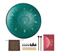 VEVOR Tamburo a Lingua d'Acciaio, Tamburo a Pioggia da 152,4 mm e 11 Note per Giardino Esterno, Tamburi Musicali in Re Maggiore con Libro di Musica e Bacchette, Strumento a Percussione, Verde