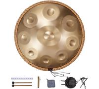 VEVOR Tamburo a Mano 550 mm Tamburo Handpan, 9 Note in Re Minore, Strumento Tamburo Handpan con Mazze, Supporto per Handpan 440 Hz Borsa per Trasporto, Tamburo Sonoro Curativo per Adulti Principianti