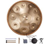 VEVOR Tamburo a Mano 550 mm Tamburo Handpan, 10 Toni in Re Minore, Strumento Tamburo Handpan con Mazze, Supporto per Handpan 432 Hz Borsa per Trasporto, Tamburo Sonoro Curativo per Adulti Principianti