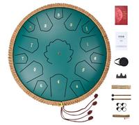 VEVOR Tamburo con Lingua in Acciaio, 356 x 356 x 130 mm 15 Toni, Tamburo da Pioggia da Giardino per Esterni, Chiave di Re Maggiore, Tamburo da Serbatoio, 2 Bacchette e Borsa per Trasporto, Blu Marino