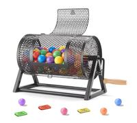 VEVOR Tamburo Girevole per Biglietti della Lotteria 295 x 167 mm, Rullo Metallico per Lotteria con Maniglia Rinforzata e Base, capacità 2500 Biglietti o 100 Palline, Nero, per Giochi Bingo in Feste