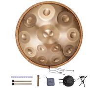 VEVOR Tamburo Handpan, Tamburo Handpan da 55,88 cm 12 Note in Re Minore con mazze, Supporto per Handpan 440Hz e Borsa Trasporto, Tamburo Curativo in Acciaio, Strumenti a Percussione per Principianti