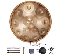 VEVOR Tamburo Handpan, Tamburo Handpan da 55,88 cm 12 Note in Re Minore con mazze, Supporto per Handpan 440Hz e Borsa Trasporto, Tamburo Curativo in Acciaio, Strumenti a Percussione per Principianti