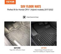 VEVOR Tappetini per Auto, per Honda CR-V (Modelli Ibridi) 2017-2022, Fodere per Parte Anteriore e Seconda Fila, 3 Pezzi, Tappetini per Veicoli in TPE Personalizzati Resistenti alle Intemperie per SUV