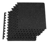 VEVOR Tappetini per Piastrelle ad Incastro in Gomma e Schiuma EVA, Piastrelle da 6 Pz per Pavimenti Fitness con 12 Bordi, Totale 2,2 m² Colore a Nero e Grigio, Adatto per Palestra, Cantina, Casa, ecc.