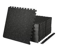 VEVOR Tappetini per Piastrelle ad Incastro in Gomma e Schiuma Eva, Piastrelle per Pavimenti Fitness da 25 pz con 50 Bordi, Area di Copertura 9,3 m² Nero e Grigio, per Palestra, Cantina, Casa, ECC.