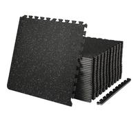 VEVOR Tappetini per Piastrelle ad Incastro in Gomma e Schiuma EVA, Piastrelle per Pavimenti Fitness da 25 pz con 50 Bordi, Area di Copertura 9,3 m² Nero e Grigio, per Palestra, Cantina, Casa, ecc.