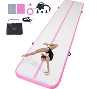 VEVOR Tappetino da Ginnastica Gonfiabile da 4 Pollici di Spessore, Tappetini da Allenamento per Uso Domestico/Palestra/Yoga/Cheerleader/Spiaggia/Parco/Acqua, 16 Piedi, Rosa