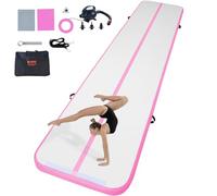 VEVOR Tappetino da Ginnastica Gonfiabile da 4 Pollici di Spessore, Tappetini da Allenamento per Uso Domestico/Palestra/Yoga/Cheerleader/Spiaggia/Parco/Acqua, 16 Piedi, Rosa