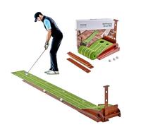 VEVOR Tappetino da Golf 2 Fori, Tappetino da Golf per Interni Esterni, Set Minigolf con Ritorno Automatico della Palla, Guida di Allineamento, Base in Legno, Attrezzatura per Allenamento Golf, Verde