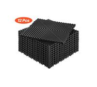 VEVOR Tappetino di Drenaggio ad Incastro 310 x 310 mm Cuscino ad Incastro Modulare da 12 Pezzi, Piastrelle per Pavimenti di Drenaggio Nero Antiscivolo e Tappetino per Doccia, per Garage e Uso Esterno