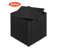 VEVOR Tappetino di Drenaggio ad Incastro, Cuscino Modulare ad Incastro con Giunzione, Piastrelle per Pavimenti Antiscivolo e Tappetino per Doccia Garage Giardino Cucina 415 x 415 mm 24 Pezzi Nero
