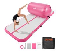 VEVOR Tappetino Gonfiabile Lunghezza 3m con Cilindro per Ginnastica Rosa con Pompa, Barile 60x100cm, Attrezzatura per Esercizio Fisico, Danza Artistica, Acrobazie, per Soggiorno, Palestra, Giardino