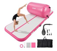 VEVOR Tappetino Gonfiabile Lunghezza 3m con Cilindro per Ginnastica Rosa | con Pompa, Barile 60x100cm, Attrezzatura per Esercizio Fisico, Danza Artistica, Acrobazie, per Soggiorno, Palestra, Giardino