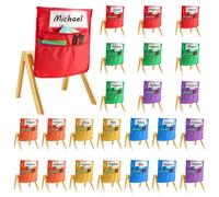 VEVOR Tasche Portaoggetti per Sedia per Aula, 465 x 510 mm Confezione da 24, Tasca Portaoggetti per Schienale Sedia con Etichetta per Nome, 6 Colori Vivaci, per Classe, Asilo, Scuola e Casa