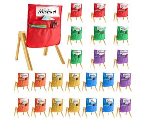 VEVOR Tasche Portaoggetti per Sedia per Aula, 465 x 510 mm Confezione da 24, Tasca Portaoggetti per Schienale Sedia con Etichetta per Nome, 6 Colori Vivaci, per silo, Scuola e Casa