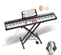 VEVOR Tastiera Pianoforte Digitale, 88 Tasti Semi-pesati, Set Tastiera Elettrica con Supporto Regolabile, Altoparlanti Incorporati, Pedale Sustain, Cuffie, Bluetooth MIDI USB, per Principianti