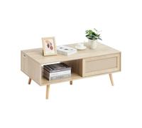 VEVOR Tavolino Caffè in Rattan Tavolino Rettangolare in Legno Rattan Intrecciato con Piano in MDF, Tavolino Moderno in Stile Boho 42 Pollici con Portaoggetti, Mobiletto per Soggiorno, Camera da Letto