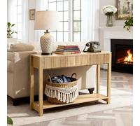 VEVOR Tavolino Console da Ingresso con Cassetti e Vano Portaoggetti, Rettangolare Stretto in MDF e Truciolato per Corridoio, Camera da Letto, Soggiorno, Ingresso, 120 x 30 x 80 cm Legno Naturale