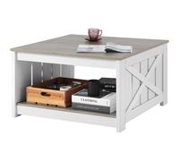 VEVOR Tavolino da Caffè, Stile Rustico 800 mm Tavolino Quadrato con Vano Aperto, Capacità di 81,7 kg Tavolo da Cocktail Rustico in Legno per Soggiorno, Camera da Letto, Appartamento, Grigio e Bianco