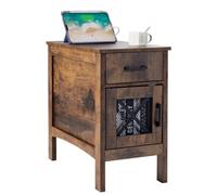 VEVOR Tavolino da Caffè Stile Fattoria Comodino Stretto 3 Ripiani di Stoccaggio