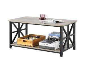VEVOR Tavolino da Caffè Rettangolare in Stile Rustico 1000 mm Tavolo da Cocktail in Legno Rustico con Ripiano Aperto, Capacità 90,7 kg per Soggiorno Camera da Letto Appartamento Studio, Marrone e Nero