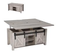 VEVOR Tavolino da Caffè Sollevabile da 1000 mm, Tavolino Rustico con Anta a Fienile e Vano Portaoggetti Nascosto, Moderno Tavolo Rettangolare Sollevabile per Soggiorno, Ufficio, Casa, Rovere