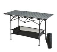 VEVOR Tavolino da Campeggio Arrotolabile in Lega di Alluminio Capacità Carico Max. 100kg, Tavolo Campeggio Arrotolabile con Rete Portaoggetti Tavolino da Spiaggia 1150x550x700 mm, Tavolino Portatile