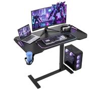 VEVOR Tavolino da Letto Misure 800 x 450 mm Mobile con Ruote a Scomparsa | per Casa Ufficio Divano, Scrivania per Laptop e da Gioco Regolabile in Altezza, Dotato di Luce RGB e Portabicchieri, Nero