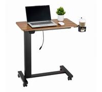 VEVOR Tavolino da Letto Mobile con 4 Ruote, Scrivania per Laptop con Portabicchieri, Sollevamento Elettrico con Pulsante di Aggiornamento, Scrivania da Letto Regolabile in Altezza, Legno Nero