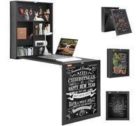 VEVOR Tavolino da Parete Pieghevole 60 x 16,5 x 75 cm Tavolo Richiudibile in Legno Truciolato, Tavolo da Parete Pieghevole con Lavagna Nera per Cucina Sala da Pranzo Soggiorno Loft, Tavolo Salvaspazio