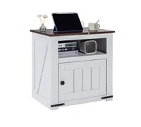 VEVOR Tavolino da Salotto in Stile Fattoria 610 x 457 x 608 mm Comodino da Casa con Porte USB e Prese, Tavolino a 3 Ripiani con Mobiletto Portaoggetti, per Soggiorno, Camera da Letto, Ufficio, Bianco