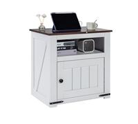 VEVOR Tavolino da Salotto in Stile Fattoria 610 x 457 x 608 mm Comodino da Casa con Porte USB e Prese, Tavolino a 3 Ripiani con Mobiletto Portaoggetti, per Soggiorno, Camera da Letto, Ufficio, Bianco