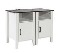 VEVOR Tavolino da Salotto in Stile Fattoria, Set 2, Comodino Mobiletto Porte USB Prese, Tavolino da Casa con Mobiletto Portaoggetti, Luci a LED, per Soggiorno, Camera da Letto, Ufficio, Bianco